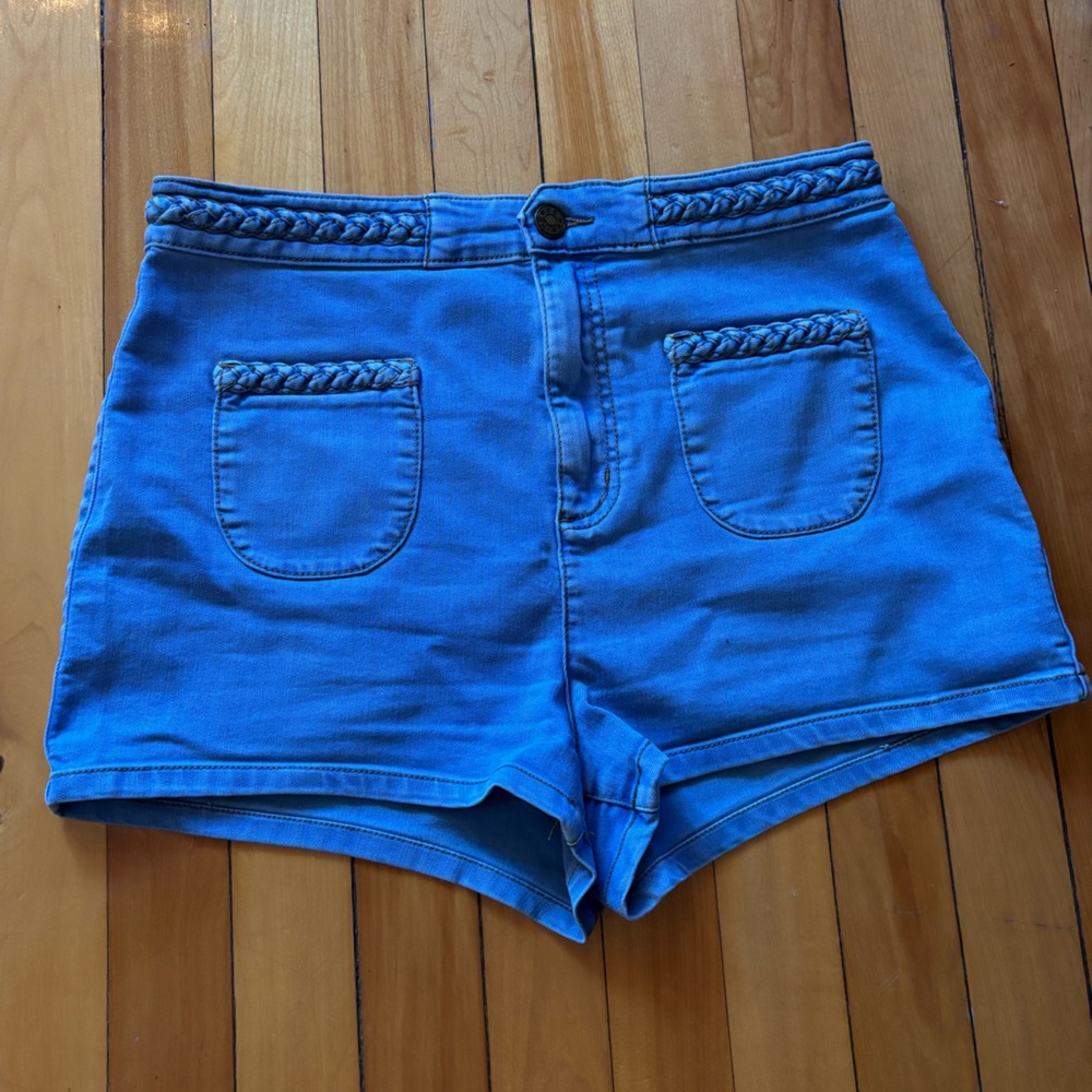 BDG Blue Jean Shorts with Braided Details
